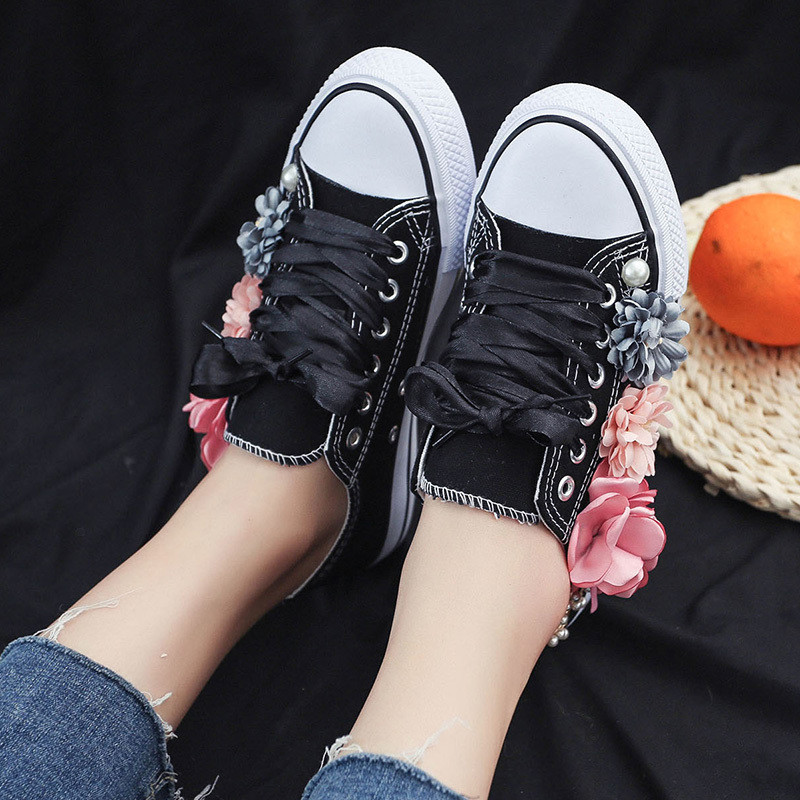 Divatos tornacipők női kézzel készített virágos futóvászon új Zapatillas Mujer alkalmi lapos vulkanizált fehér cipők őszi édes