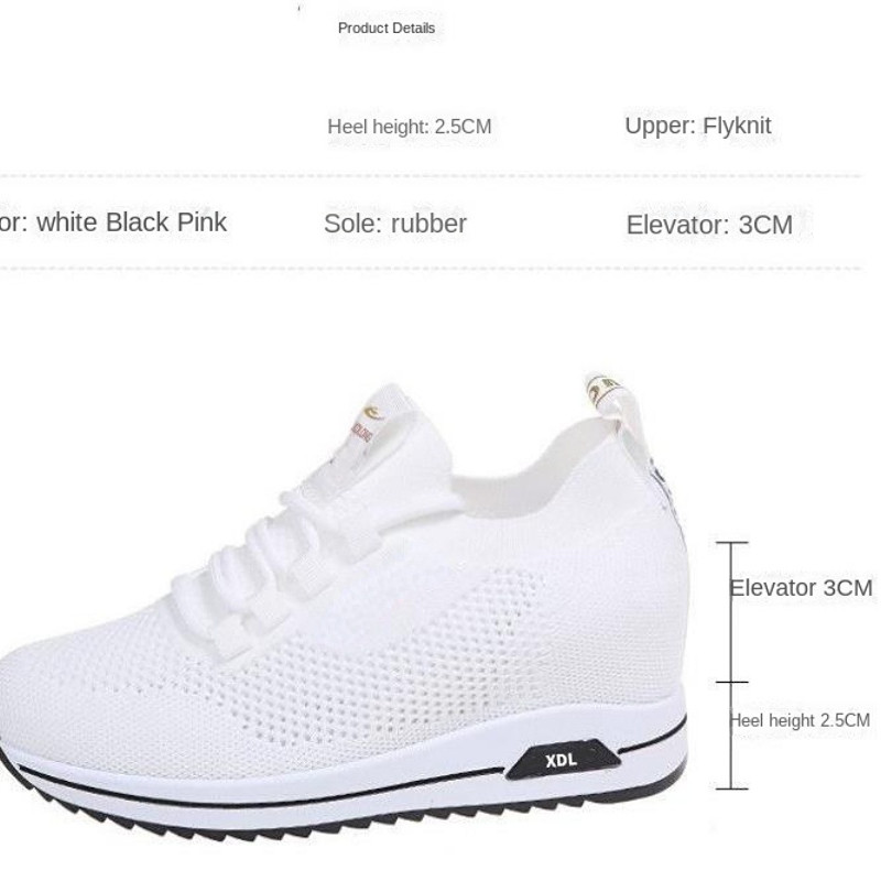 Γυναικεία αναπνεύσιμα παπούτσια με χοντρή σόλα Ψηλοτάκουνα λευκά ροζ αθλητικά casual παπούτσια Μαύρα ψηλοτάκουνα, αντιολισθητικά παπούτσια