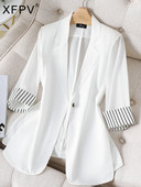 XFPV Γυναικείο συνονθύλευμα ιδιοσυγκρασία Loose single Breasted White Blazer Jacket Fashion New Tide Άνοιξη Φθινόπωρο 2023 SM7781