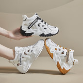 2023-as nyári légáteresztő diáksportcipők Új, magas felső üreges Daddy cipők Női alkalmi magasító cipők