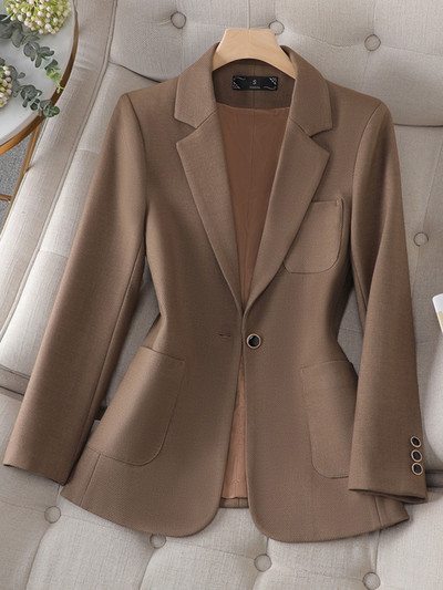 XFPV Γυναικείο casual χακί με οδοντωτό λεπτό κουμπιά μακρυμάνικο μπλέιζερ ιδιοσυγκρασίας παλτό μόδας Νέα παλίρροια Φθινόπωρο Χειμώνας 2023 SM8230