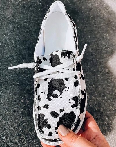 Καλοκαίρι 2023 Γυναικεία αθλητικά παπούτσια Λευκά λεοπάρ καμβά παπούτσια Μόδα Vulcanize Flats Γυναικεία Loafers Γυναικεία παπούτσια Casual Trainers