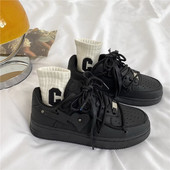 SHANPA Pure Black Γυναικεία Αθλητικά Παπούτσια Summer Love Heart Breathable Platform Ελαφρά casual παπούτσια Φοιτητικά αθλητικά άνετα παπούτσια