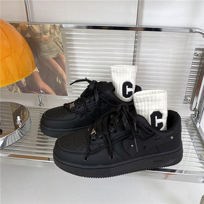 SHANPA Pure Black Γυναικεία Αθλητικά Παπούτσια Summer Love Heart Breathable Platform Ελαφρά casual παπούτσια Φοιτητικά αθλητικά άνετα παπούτσια