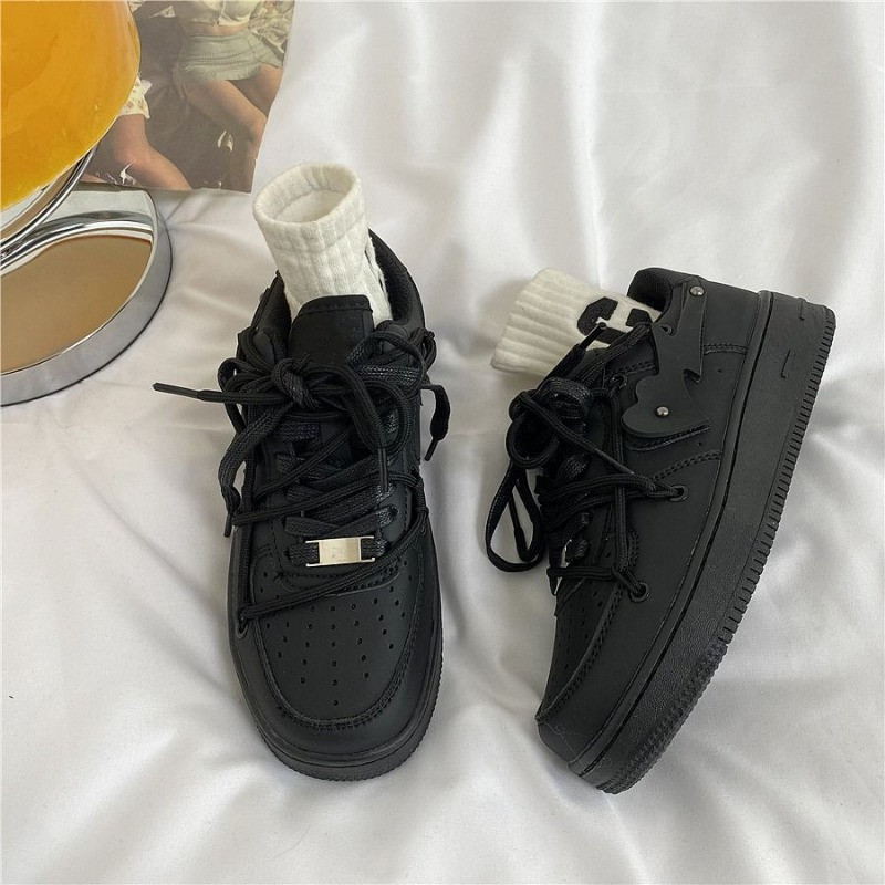 SHANPA Pure Black Γυναικεία Αθλητικά Παπούτσια Summer Love Heart Breathable Platform Ελαφρά casual παπούτσια Φοιτητικά αθλητικά άνετα παπούτσια