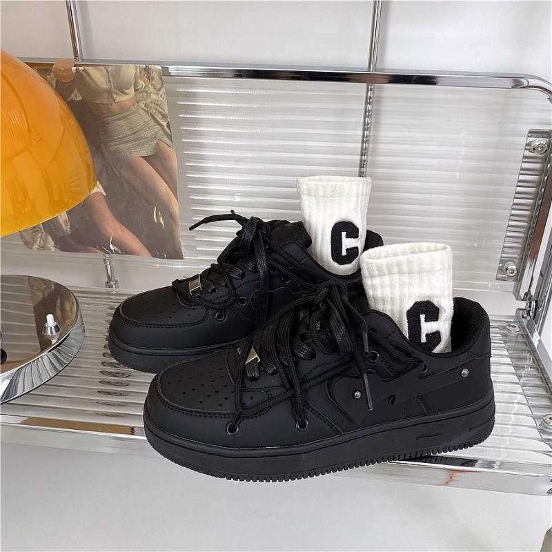 SHANPA Pure Black Γυναικεία Αθλητικά Παπούτσια Summer Love Heart Breathable Platform Ελαφρά casual παπούτσια Φοιτητικά αθλητικά άνετα παπούτσια