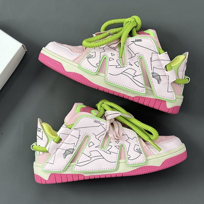 Amerikai Harajuku utcai stílusú pár tornacipő Y2k divatos, légáteresztő férfi platform cipők kroeai sokoldalú diák M betűs cipők