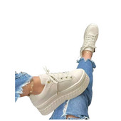 2023 Ženske tenisice Jednobojne Pu Bijele cipele Visina za skejtbord Platforma Vulkanizirane ležerne zimske ženske ravne cipele na vezanje