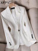 XFPV Γυναικεία casual μακρυμάνικη μονόχρωμη οδοντωτή λεπτή ιδιοσυγκρασία σακάκι μπλέιζερ Νέα παλίρροια Άνοιξη Φθινόπωρο 2023 SM7957