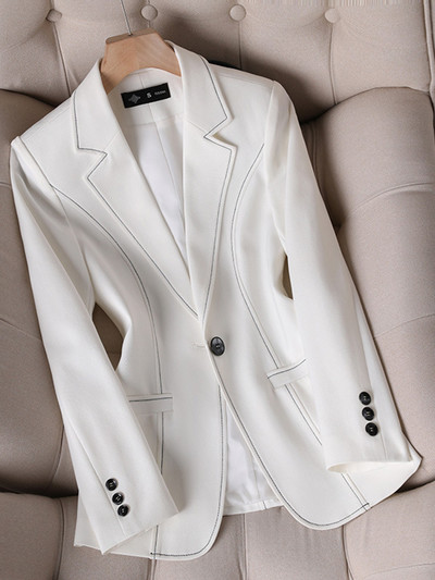 XFPV Γυναικεία casual μακρυμάνικη μονόχρωμη οδοντωτή λεπτή ιδιοσυγκρασία σακάκι μπλέιζερ Νέα παλίρροια Άνοιξη Φθινόπωρο 2023 SM7957