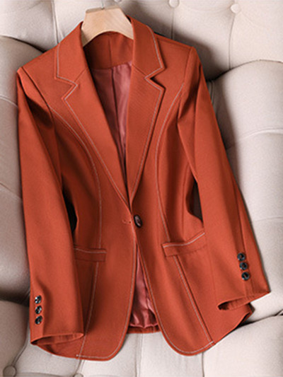 XFPV Γυναικεία casual μακρυμάνικη μονόχρωμη οδοντωτή λεπτή ιδιοσυγκρασία σακάκι μπλέιζερ Νέα παλίρροια Άνοιξη Φθινόπωρο 2023 SM7957
