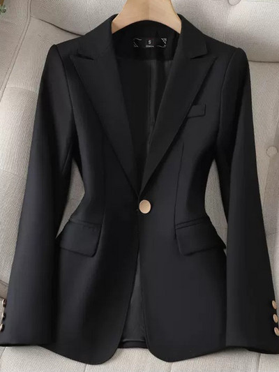 XFPV Ženska ležerna crna jakna s jednorednim kopčanjem dugih rukava Temperamentna jakna Moda New Tide Proljeće Jesen 2023. SM778