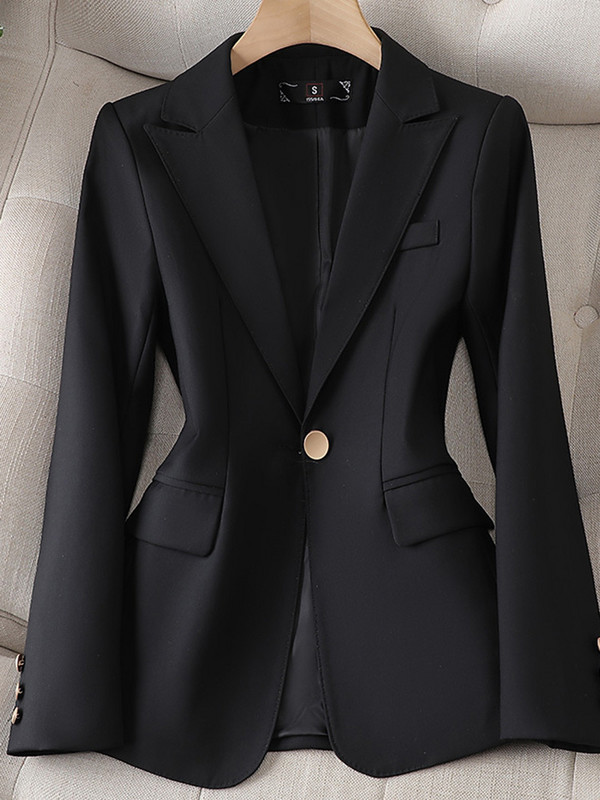 XFPV Ženska ležerna crna jakna s jednorednim kopčanjem dugih rukava Temperamentna jakna Moda New Tide Proljeće Jesen 2023. SM778