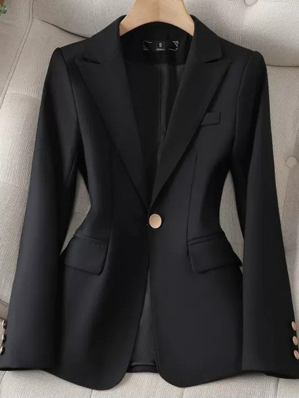 XFPV Ženska ležerna crna jakna s jednorednim kopčanjem dugih rukava Temperamentna jakna Moda New Tide Proljeće Jesen 2023. SM778