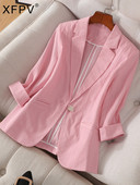 XFPV Γυναικείο μονό κουμπί Μαύρο μανίκι τρία τέταρτα ιδιοσυγκρασία Παλτό Μπουφάν Μόδα Νέα παλίρροια Άνοιξη Φθινόπωρο 2023 SM7782
