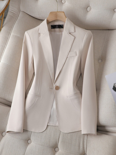 XFPV ženski jednobojni uski blejzer dugih rukava s kaputom temperamentne modne korejske nove plime, jesen 2023. SM8232