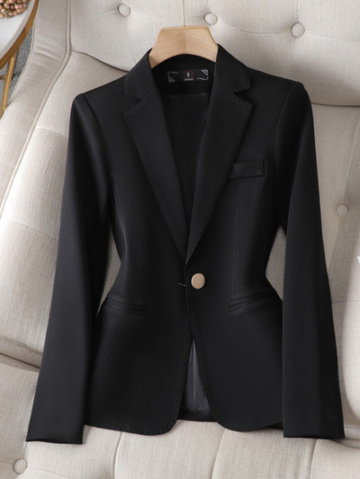 XFPV ženski jednobojni uski blejzer dugih rukava s kaputom temperamentne modne korejske nove plime, jesen 2023. SM8232