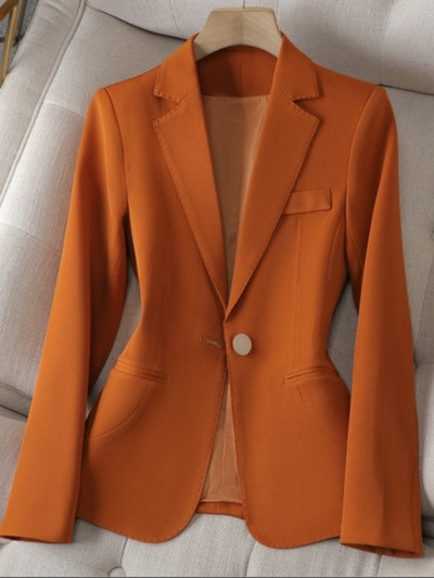 XFPV ženski jednobojni uski blejzer dugih rukava s kaputom temperamentne modne korejske nove plime, jesen 2023. SM8232