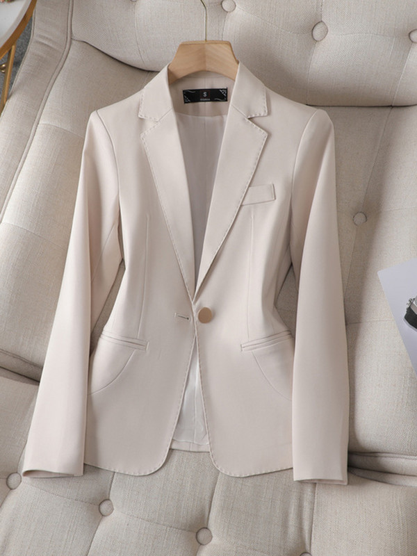 XFPV ženski jednobojni uski blejzer dugih rukava s kaputom temperamentne modne korejske nove plime, jesen 2023. SM8232