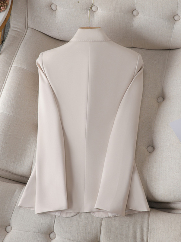 XFPV ženski jednobojni uski blejzer dugih rukava s kaputom temperamentne modne korejske nove plime, jesen 2023. SM8232