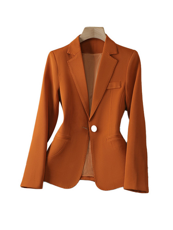 XFPV ženski jednobojni uski blejzer dugih rukava s kaputom temperamentne modne korejske nove plime, jesen 2023. SM8232