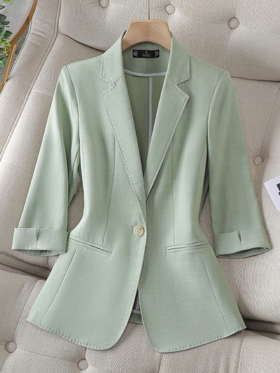 XFPV Γυναικεία περιστασιακή ιδιοσυγκρασία Πράσινο παλτό με μονό στήθος σακάκι μπλέιζερ Fashion New Tide Άνοιξη Φθινόπωρο 2023 SM7789