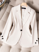 XFPV ženski ležerni svijetloružičasti tanak kaput s urezanim blejzerom s jednim kopčanjem Temperamentni kaput New Tide proljeće jesen 2023. SM7791