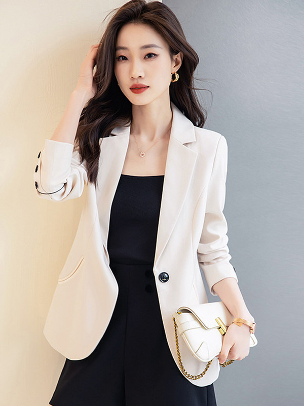 XFPV ženski ležerni svijetloružičasti tanak kaput s urezanim blejzerom s jednim kopčanjem Temperamentni kaput New Tide proljeće jesen 2023. SM7791