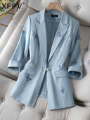 XFPV Ženski ležerni visokokvalitetni tanak temperamentni sako sa tri četvrtine rukava, modna jakna, nova plima, jesen 2023. SM7961