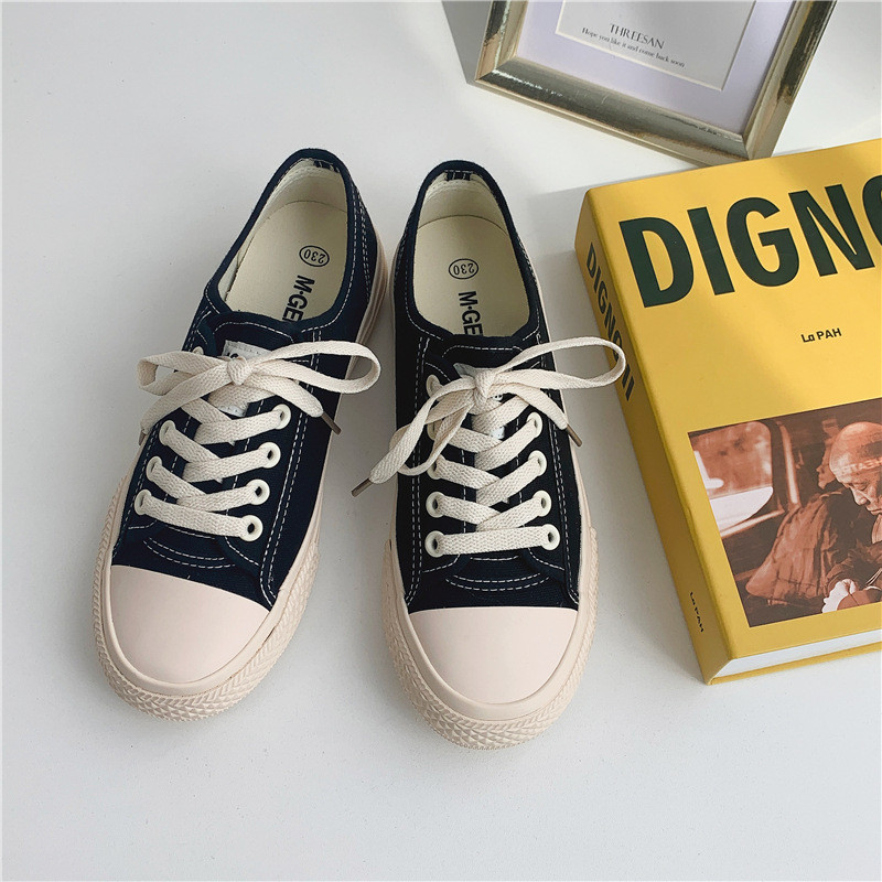 Βουλκανιζέ Παπούτσια Κοριτσίστικα Νέα Μονόχρωμα Μαύρα Αθλητικά Παπούτσια Γυναικεία Gumshoes Χαμηλό ψηλό Nice Quality Casual Leisure Παπούτσια AS-87