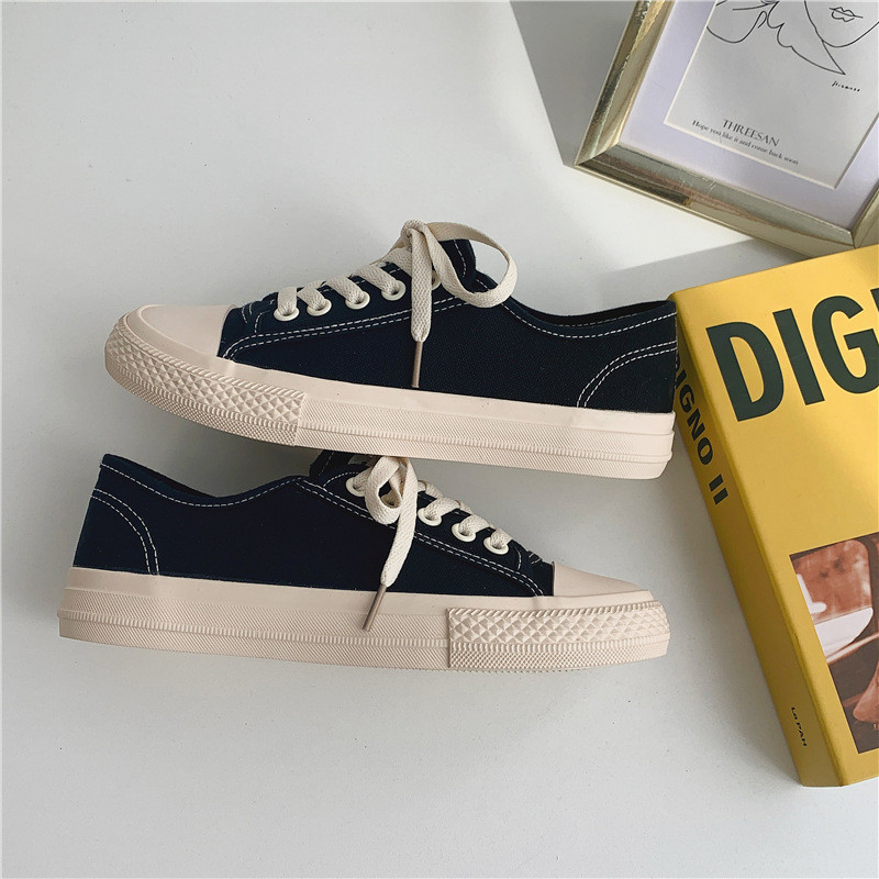 Βουλκανιζέ Παπούτσια Κοριτσίστικα Νέα Μονόχρωμα Μαύρα Αθλητικά Παπούτσια Γυναικεία Gumshoes Χαμηλό ψηλό Nice Quality Casual Leisure Παπούτσια AS-87