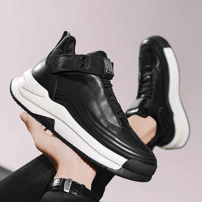 Visoke tenisice s elastičnom vrpcom Muške muške cipele 2023. Ležerne muške sportske cipele od poliuretana, jednobojne muške vulkanizirane cipele