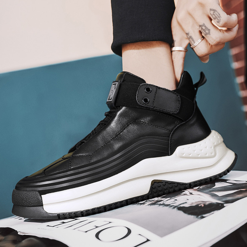 Visoke tenisice s elastičnom vrpcom Muške muške cipele 2023. Ležerne muške sportske cipele od poliuretana, jednobojne muške vulkanizirane cipele