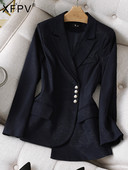 XFPV Γυναικείο casual single στήθος ακανόνιστο ψηλό μαύρο μακρυμάνικο παλτό ιδιοσυγκρασίας New Tide Φθινόπωρο 2023 SM8236