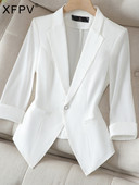 XFPV Γυναικείο Πράσινο μανίκι τριών τετάρτων casual ταμπεραμέντο Μονό στήθος παλτό μπλέιζερ Μόδα Νέο Φθινόπωρο 2023 SM7788