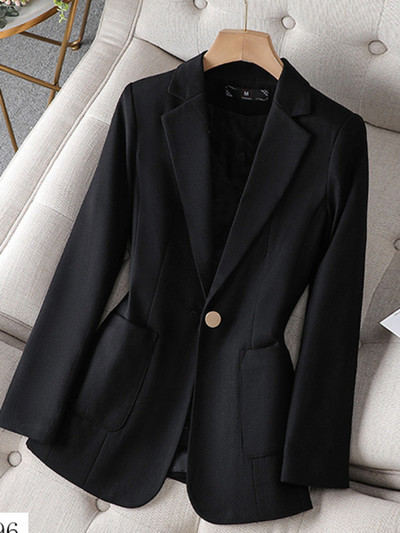 XFPV Γυναικείο μονό κουμπί Μαύρο παχύρρευστο μακρυμάνικο μπλέιζερ με ιδιοσυγκρασία Παλτό Μόδα Νέα Παλίρροια Φθινόπωρο 2023 SM8241