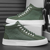 Ανδρικά παπούτσια σκέιτμπορντ από ψηλό καμβά, πράσινο, μαλακό, άνετο, ογκώδες αθλητικό αθλητικό ανδρικό ελαστικό αντιολισθητικό ανδρικό αθλητικά παπούτσια καλάθια hommes