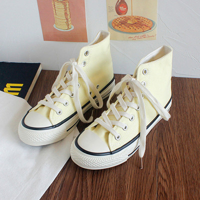 Ženske platnene tenisice s visokim vrhom proljeće 2023. Ženske vulkanizirane ravne tenisice na vezanje Ležerne tenisice Ženske bijele crne