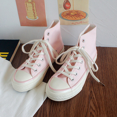 Ženske platnene tenisice s visokim vrhom proljeće 2023. Ženske vulkanizirane ravne tenisice na vezanje Ležerne tenisice Ženske bijele crne