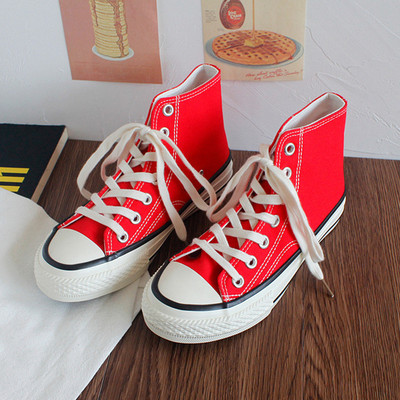 Ženske platnene tenisice s visokim vrhom proljeće 2023. Ženske vulkanizirane ravne tenisice na vezanje Ležerne tenisice Ženske bijele crne