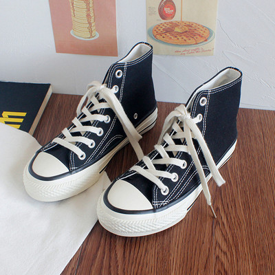 Ženske platnene tenisice s visokim vrhom proljeće 2023. Ženske vulkanizirane ravne tenisice na vezanje Ležerne tenisice Ženske bijele crne