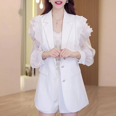 Άνοιξη Καλοκαίρι 2023 Νέο γυναικείο κοστούμι Ζακέτα με μακρυμάνικο μπλουζάκια με καμπύλες Λεπτό ματισμένο παλτό blazer Γυναικεία εξωτερικά ενδύματα