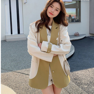 Κοστούμι Γυναικείο 2023 Νέα Ανοιξιάτικη Φθινοπωρινή Κορεατική Έκδοση Προηγμένη σχεδίαση Κοστούμι με αντίθεση χρώματος Splicing Εξωτερικά ρούχα Γυναικεία ζακέτα