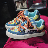 Μόδα Τζιν Μπλε Ανδρικά Παπούτσια Skateboard Αντιολισθητικά Άνετα Αθλητικά Παπούτσια Ανδρικά Δερμάτινα Ραφή Ζευγάρι Σχεδιαστή Παπούτσια