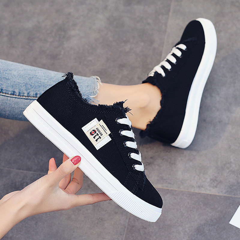 Fehér vászoncipő Légáteresztő lányok hétköznapi tornacipők 2023 Klasszikus fűzős farmer tornacipő női