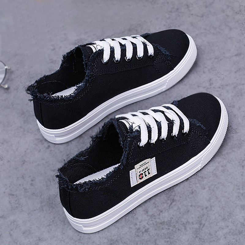 Fehér vászoncipő Légáteresztő lányok hétköznapi tornacipők 2023 Klasszikus fűzős farmer tornacipő női