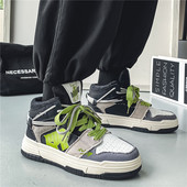 2023 Νέες παραλαβές Πράσινα ανδρικά ψηλά αθλητικά παπούτσια με κορδόνια πλατφόρμα Ανδρικά παπούτσια σκέιτμπορντ Εκτύπωση μόδας Καμβά παπούτσια για άνδρες