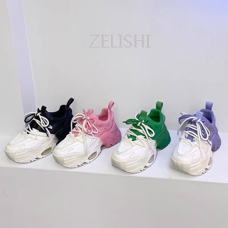 Αθλητικά παπούτσια Γυναικεία Βουλκανιζέ Παπούτσια Gradient Fashion Breath Χοντρή σόλα Γυναικεία γυμναστήρια Πλατφόρμα Γυναικεία χοντρά αθλητικά παπούτσια Καλάθι Femme