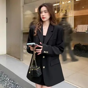 Πράσινο κοστούμι γυναικείο τζάκετ 2023 Νέα άνοιξη φθινόπωρο κοντά ρούχα Κορεατικά casual αδυνατιστικό σακάκι γυναικεία ζακέτα