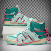 Μόδα, Πράσινα Παπούτσια Skateboarding Ανδρικά ψηλά, Αντιολισθητικά δερμάτινα πάνινα παπούτσια για άντρες Άνετα ανδρικά πρωτότυπα αθλητικά παπούτσια